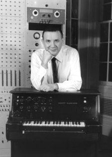 Raymond Scott with one of his electronic instruments